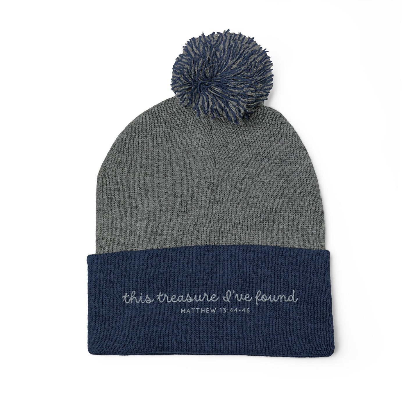 'This Treasure I’ve Found' Winter Holiday Pom Beanie - Dark Colors