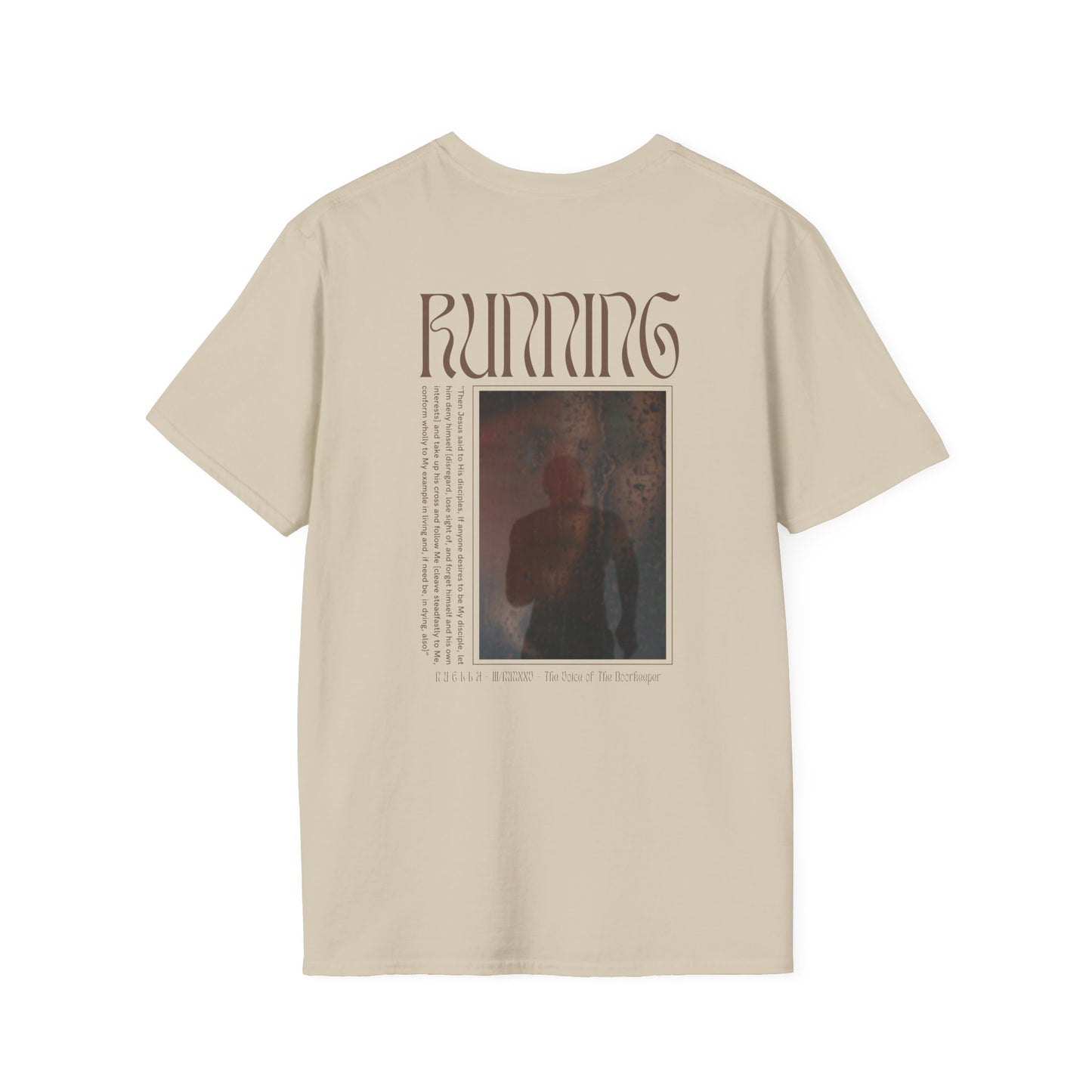 Matthew 16:24 (Matthew XVI:XXIV), Running Backed T-Shirt, Unisex Softstyle, Multiple Bright Colors, Christian Apparels