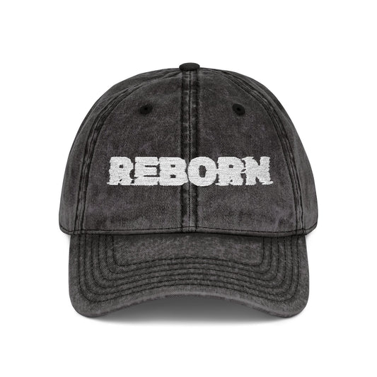 Reborn Vintage Embroidery Hat, 2 Corinthians 5:17, Unisex Baseball Cap, Dark Faded Colors