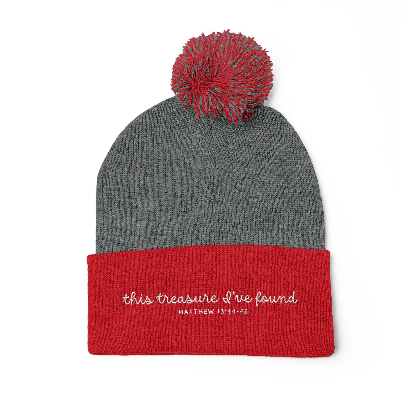 'This Treasure I’ve Found' Winter Holiday Pom Beanie | Multiple Dark Colors