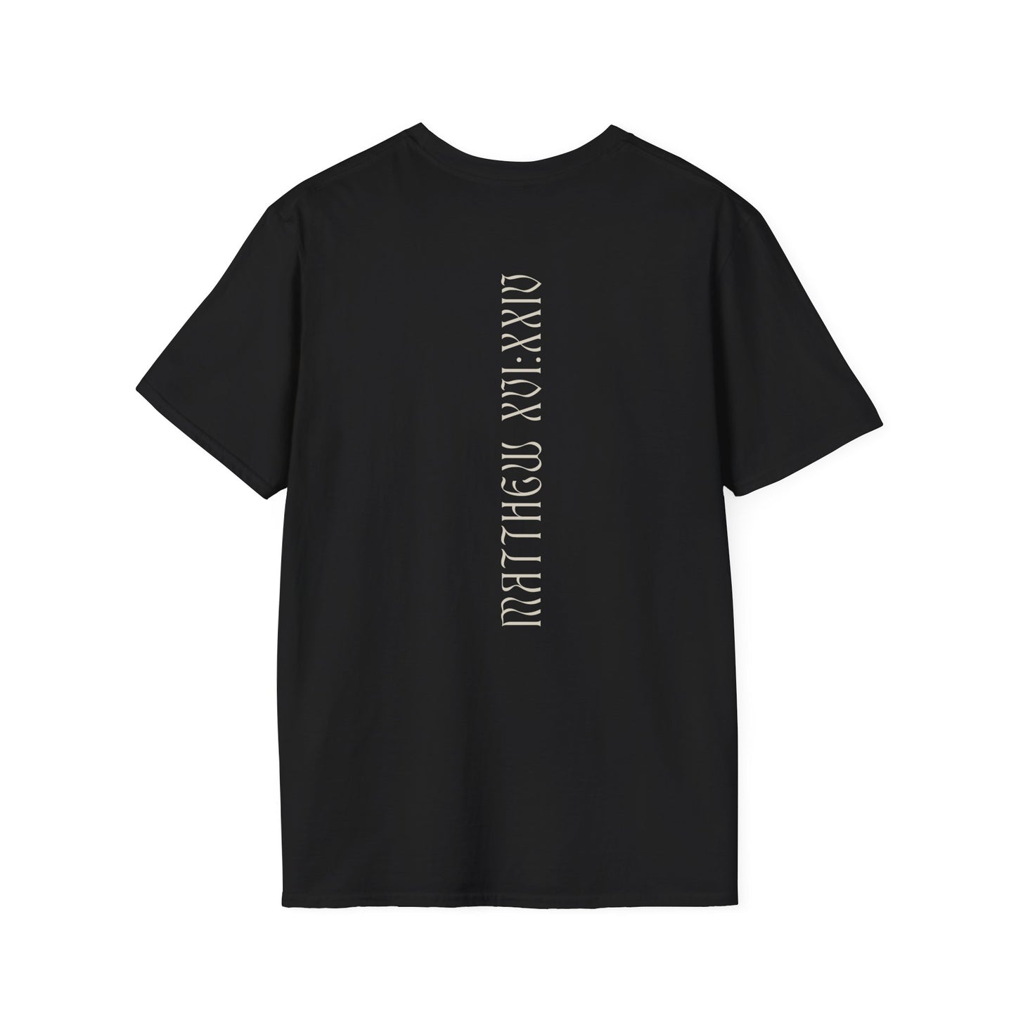 Matthew 16:24 (Matthew XVI:XXIV), Running Faced T-Shirt, Unisex Softstyle, Multiple Dark Colors, Christian Apparels
