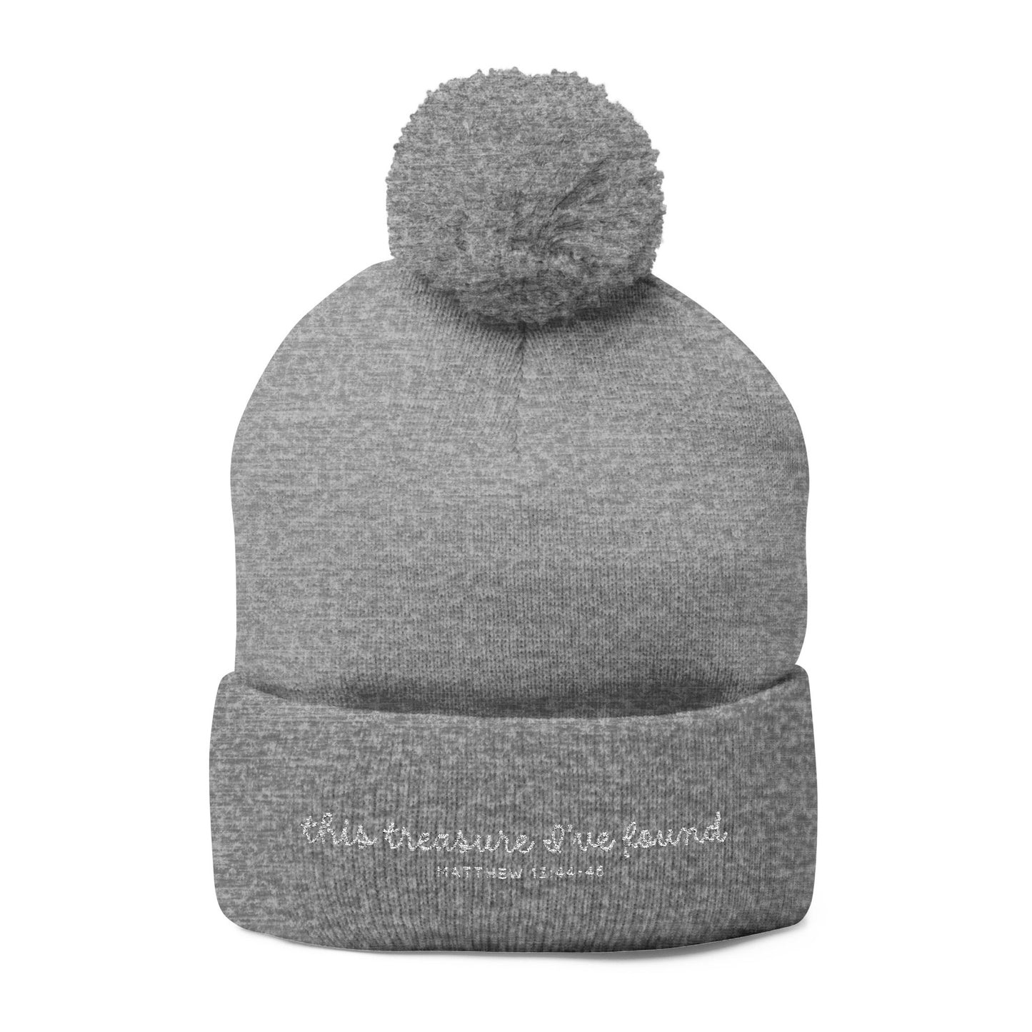 'This Treasure I’ve Found' Winter Holiday Pom Beanie | Multiple Dark Colors