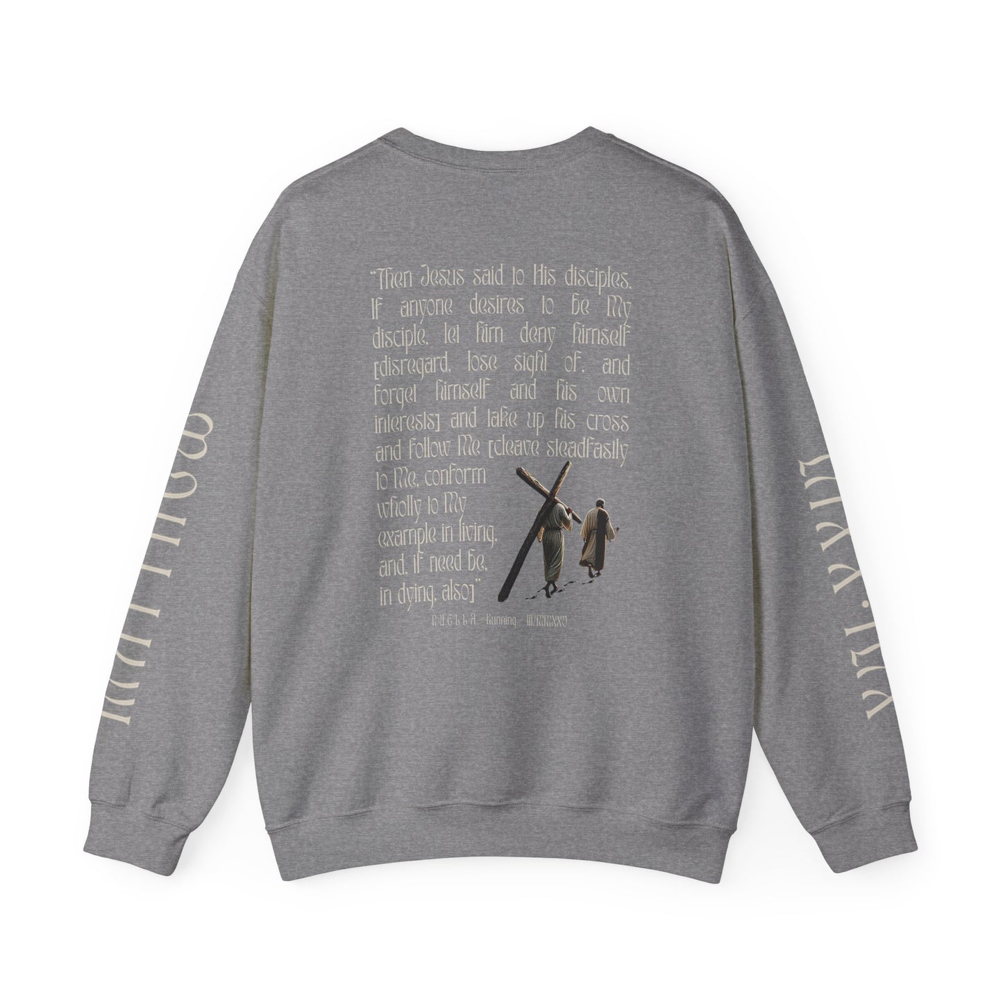Matthew 16:24 (Matthew XVI:XXIV), Wings Style 2 Sweatshirt, Running Unisex Sweater, Dark Colors, Christian Streetwear