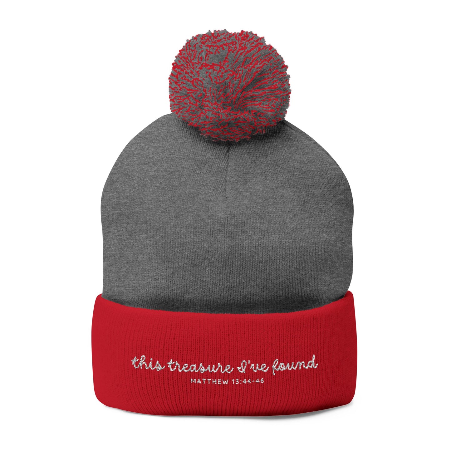 'This Treasure I’ve Found' Winter Holiday Pom Beanie | Multiple Dark Colors