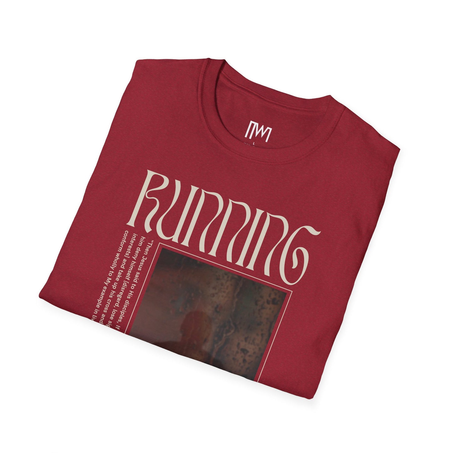 Matthew 16:24 (Matthew XVI:XXIV), Running Faced T-Shirt, Unisex Softstyle, Multiple Dark Colors, Christian Apparels