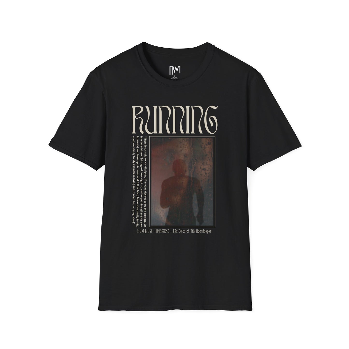 Matthew 16:24 (Matthew XVI:XXIV), Running Faced T-Shirt, Unisex Softstyle, Multiple Dark Colors, Christian Apparels