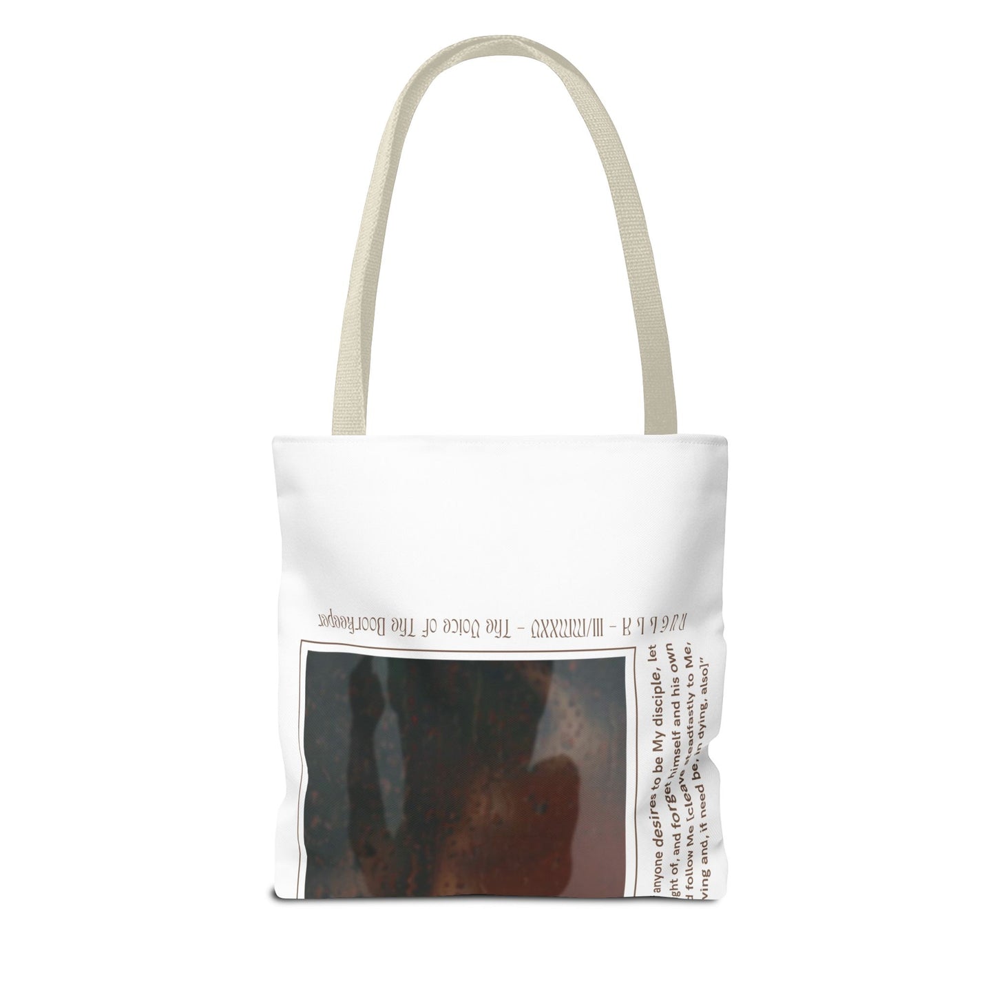 Matthew 16:24 Tote Bag, Inspirational Running Newsletter Style, Bright Color Handbag, Multiple Sizes, Accessory