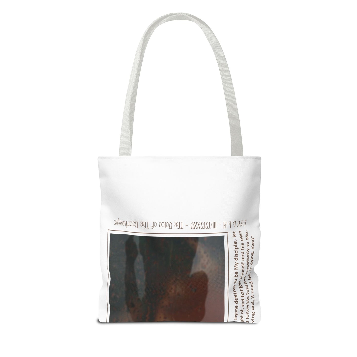 Matthew 16:24 Tote Bag, Inspirational Running Newsletter Style, Bright Color Handbag, Multiple Sizes, Accessory