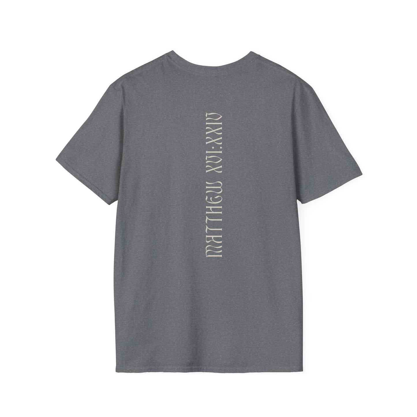 Matthew 16:24 (Matthew XVI:XXIV), Running Faced T-Shirt, Unisex Softstyle, Multiple Dark Colors, Christian Apparels