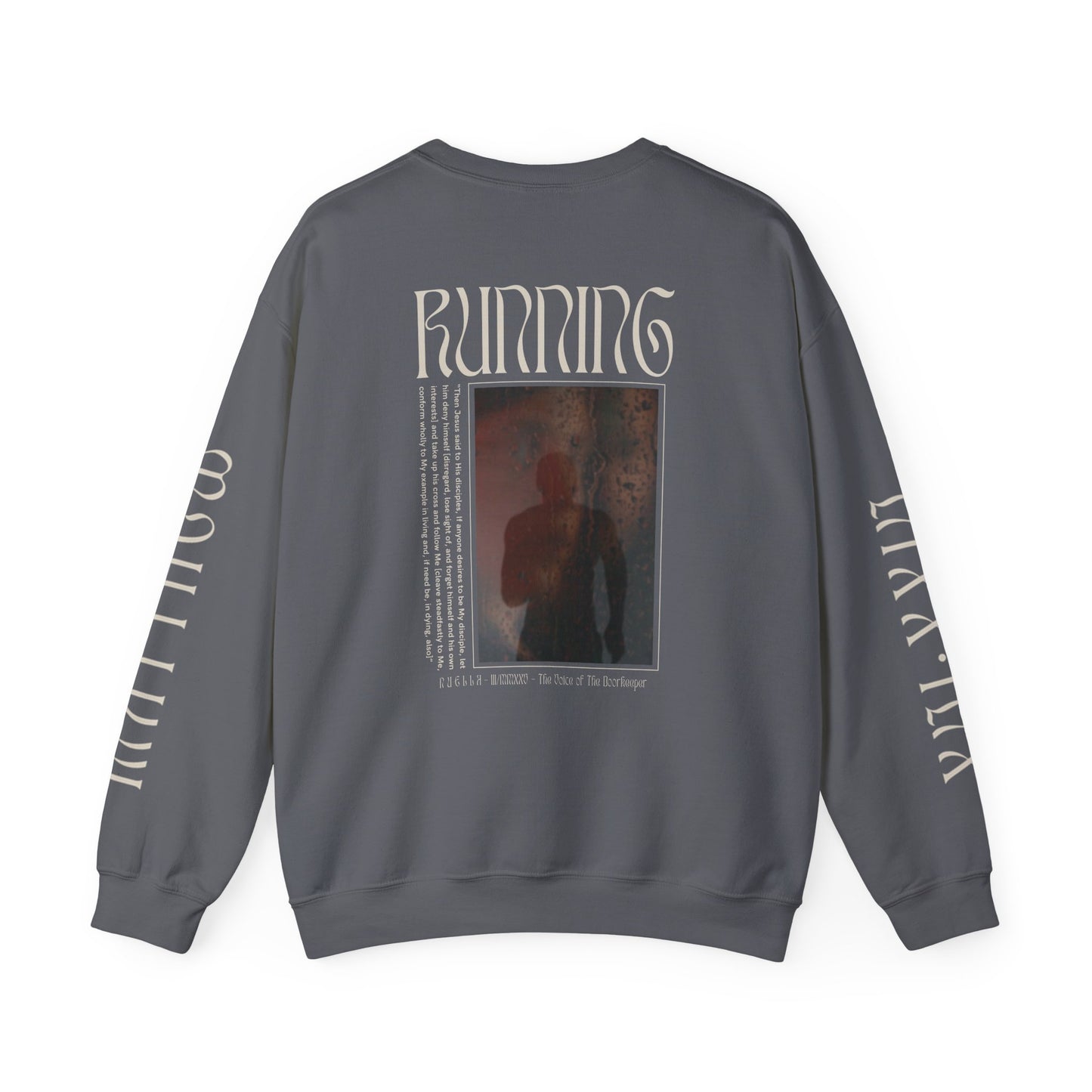 Matthew 16:24 (Matthew XVI:XXIV), Wings Style 1 Sweatshirt, Running Unisex Sweater, Dark Colors, Christian Streetwear