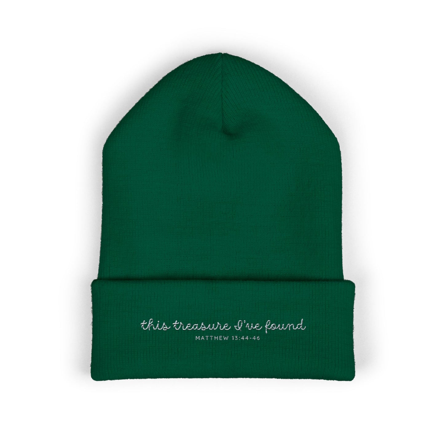 Olive Green 'Tis treasure I've found' Beanie Holiday Winter Hat