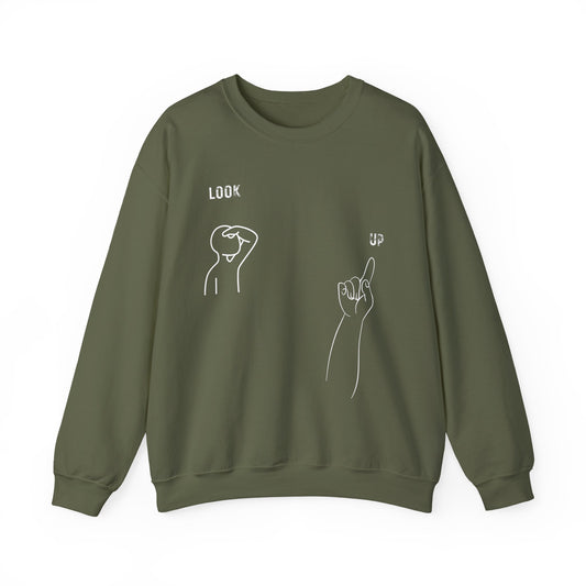Psalms 121, Look Up Unisex Crewneck Sweatshirt, Multiple Dark Colors Sweaters, Christian Apparel, Streetwear