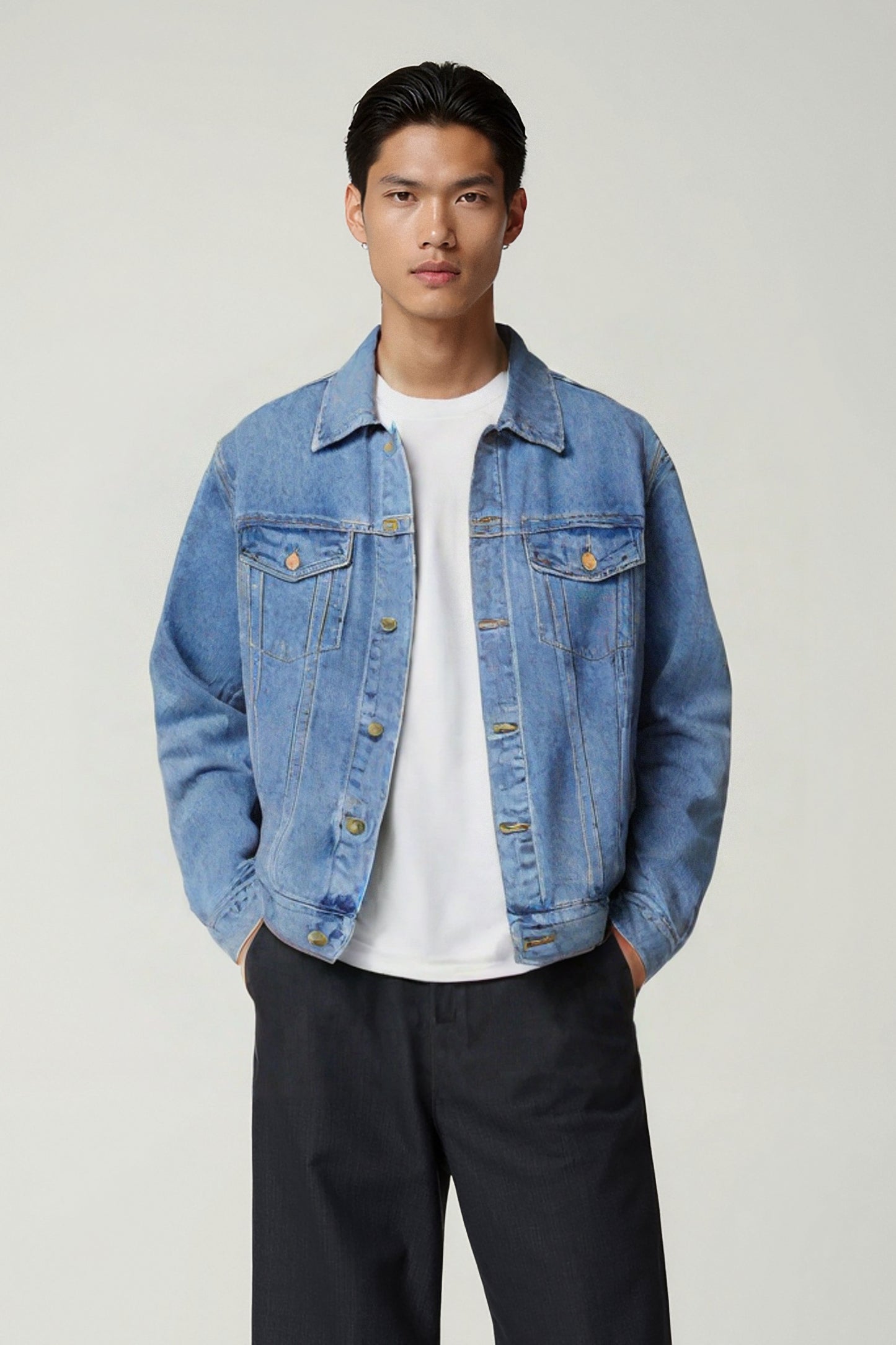 Galatians 5:1 "He Walked Out So I Could Walk Free", Men's Denim Jacket, Everyday Wear