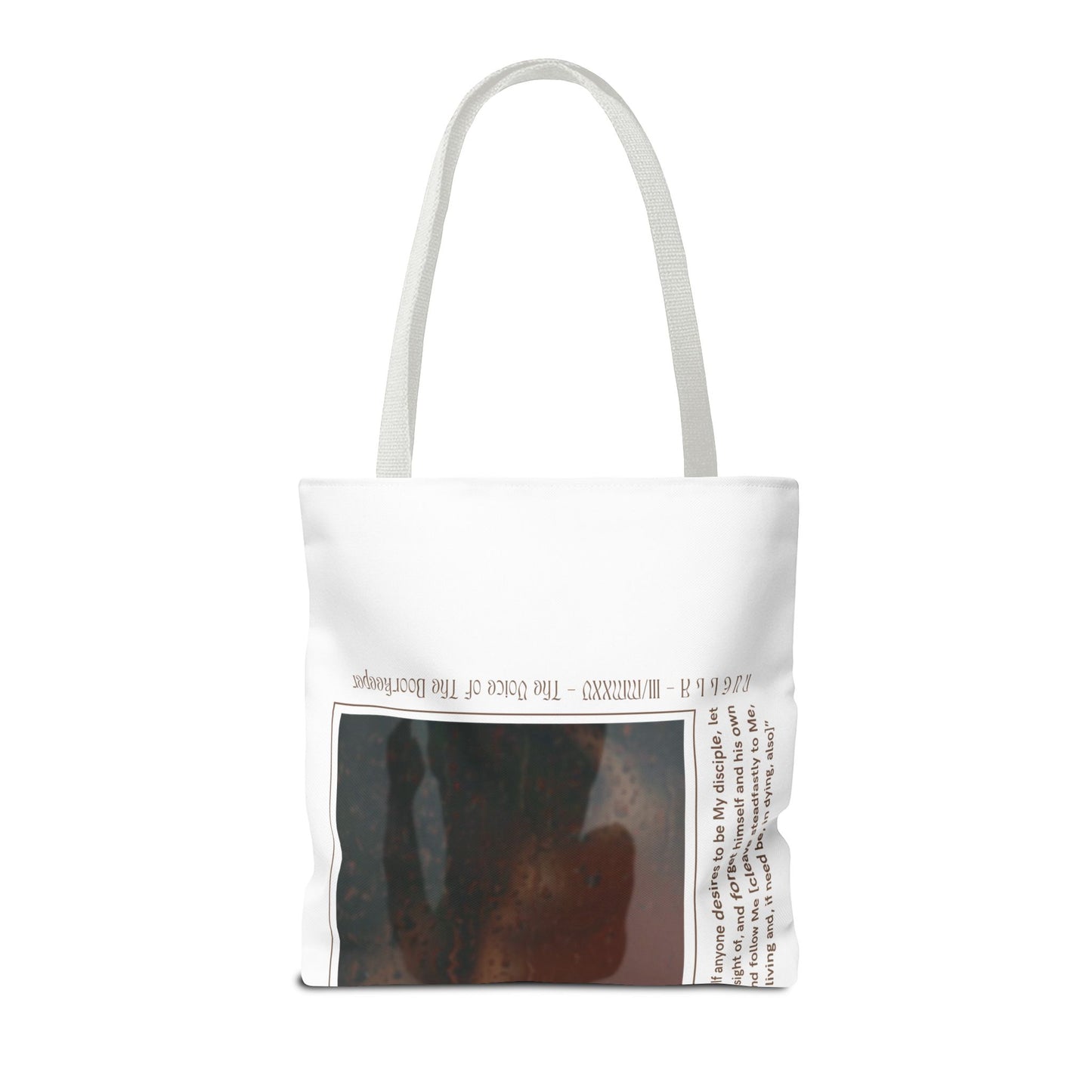 Matthew 16:24 Tote Bag, Inspirational Running Newsletter Style, Bright Color Handbag, Multiple Sizes, Accessory