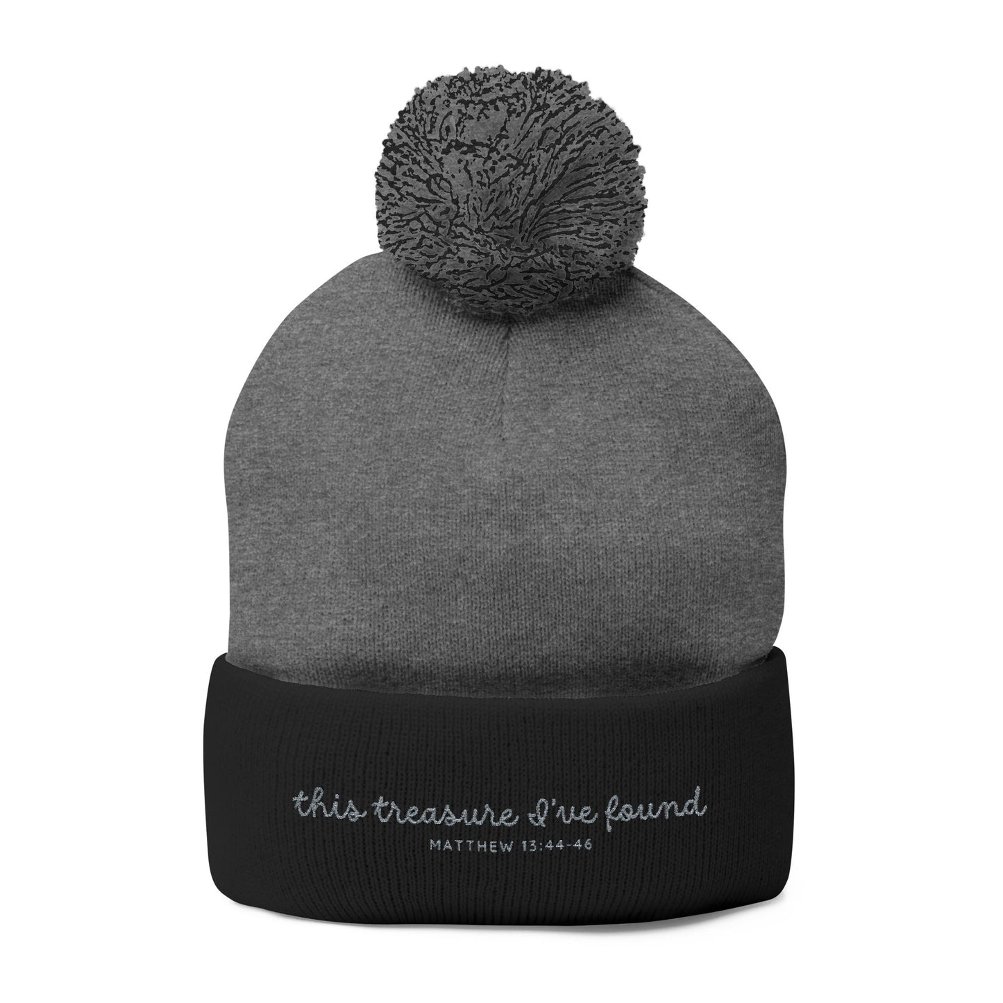 'This Treasure I’ve Found' Winter Holiday Pom Beanie - Dark Colors