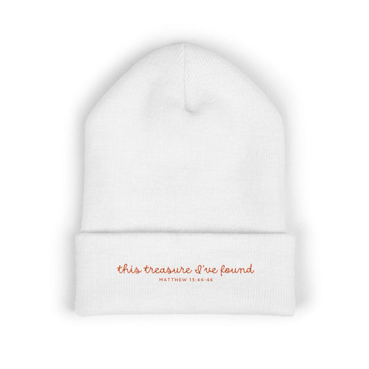 'This treasure I've found' Winter Beanie | Red Embroidery | Multiple Bright Colors