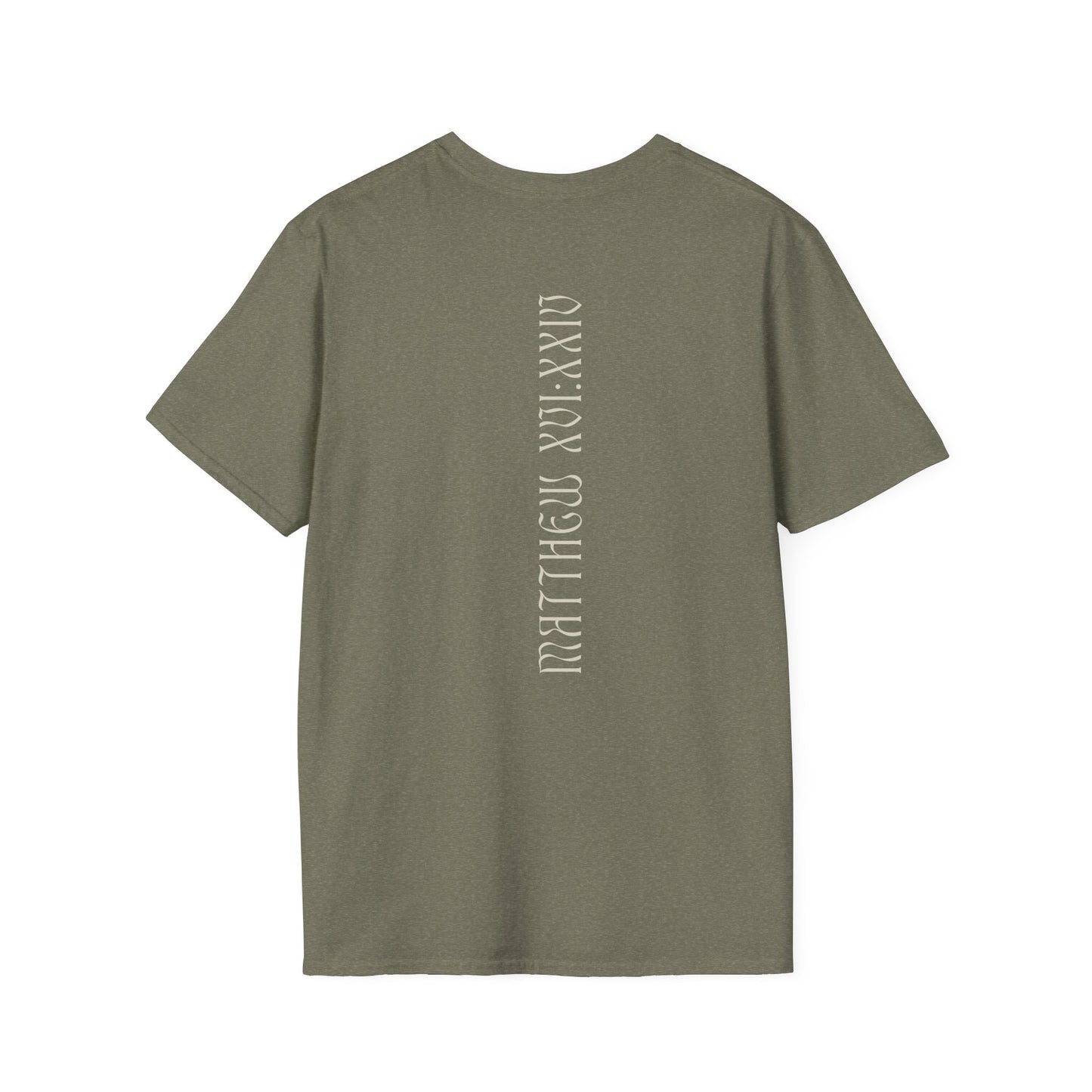 Matthew 16:24 (Matthew XVI:XXIV), Running Faced T-Shirt, Unisex Softstyle, Multiple Dark Colors, Christian Apparels