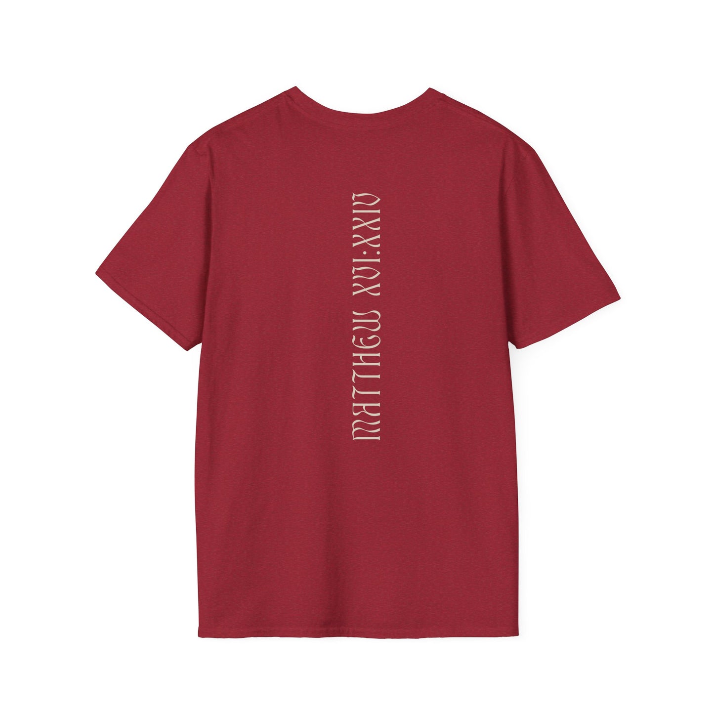 Matthew 16:24 (Matthew XVI:XXIV), Running Faced T-Shirt, Unisex Softstyle, Multiple Dark Colors, Christian Apparels
