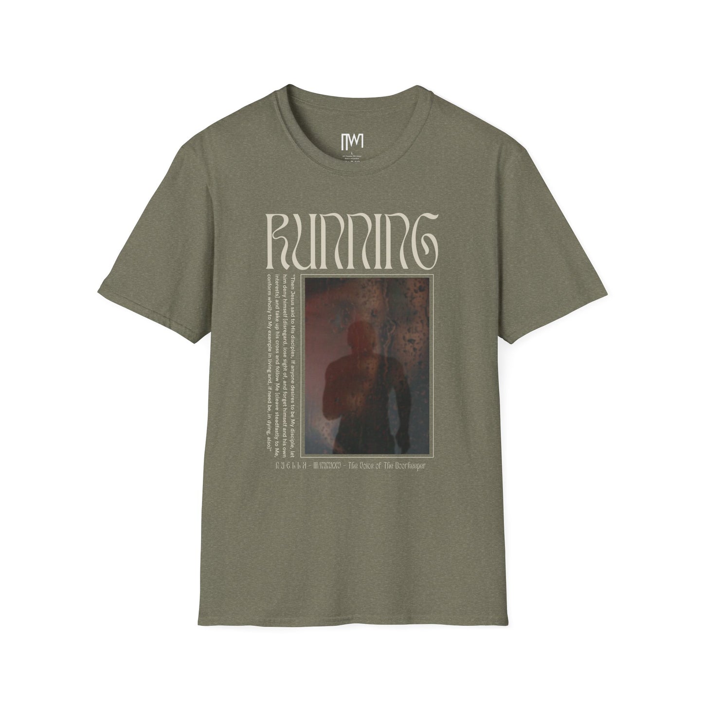 Matthew 16:24 (Matthew XVI:XXIV), Running Faced T-Shirt, Unisex Softstyle, Multiple Dark Colors, Christian Apparels