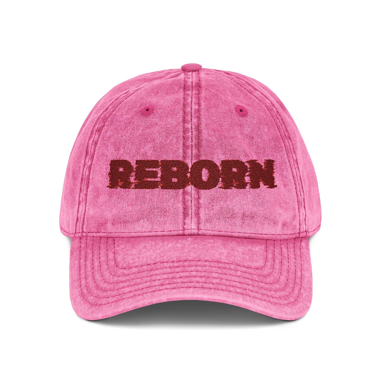 Reborn Vintage Embroidery Hat, 2 Corinthians 5:17, Unisex Baseball Cap, Crimson Shades