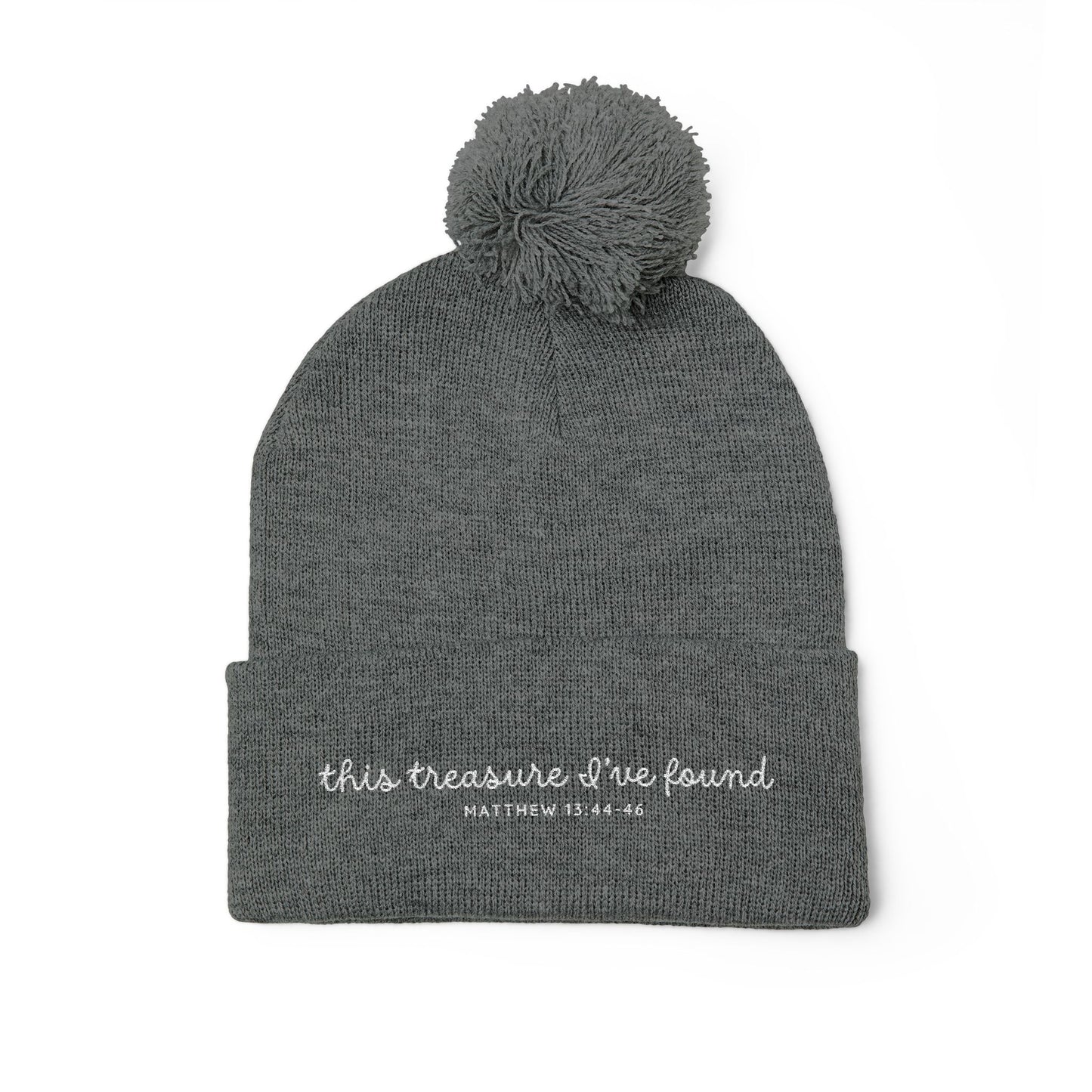 'This Treasure I’ve Found' Winter Holiday Pom Beanie | Multiple Dark Colors
