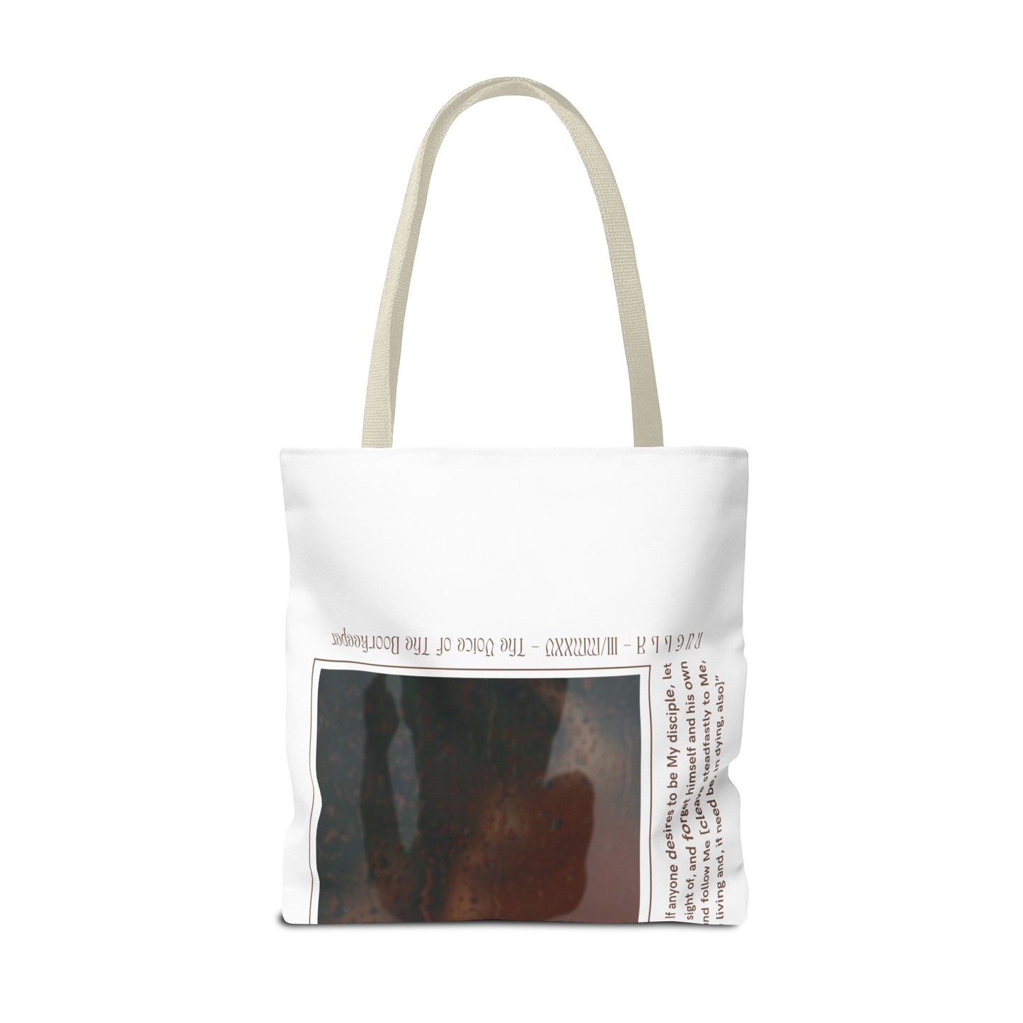 Matthew 16:24 Tote Bag, Inspirational Running Newsletter Style, Bright Color Handbag, Multiple Sizes, Accessory